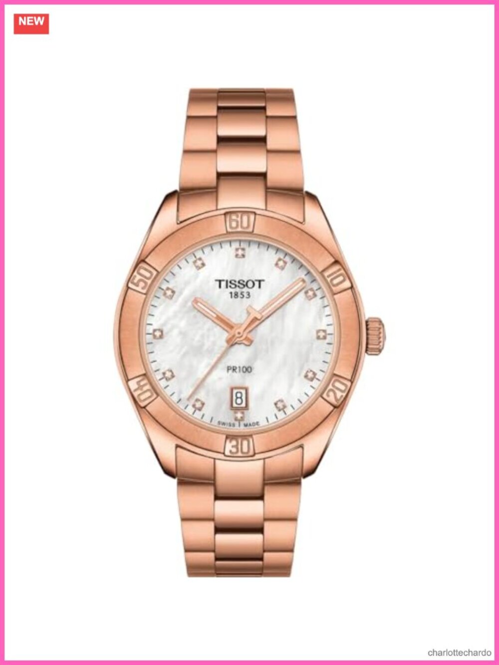 Tissot PR 100 Sport Chic Swiss Quartz Rose Gold PVD Steel 36mm Womens Watch